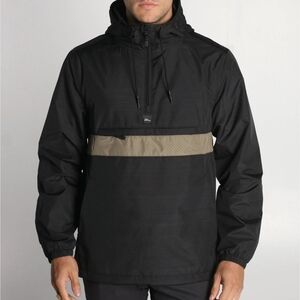 Imperial Motion Black and Tan Windbreaker Half Zip Pullover Large New